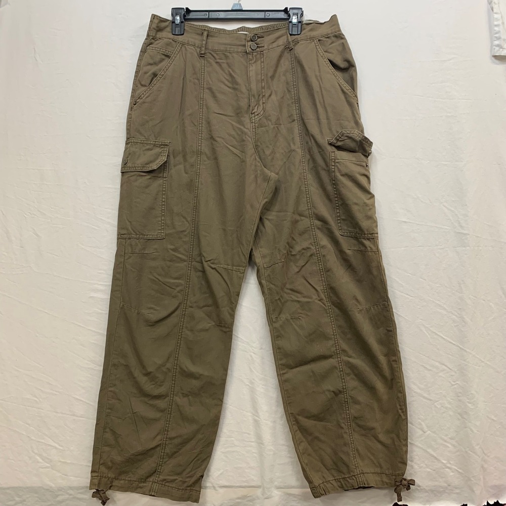 Westbound Womens 16S Brown Cargo Pants Utility Elastic Waist Drawstring Ankle